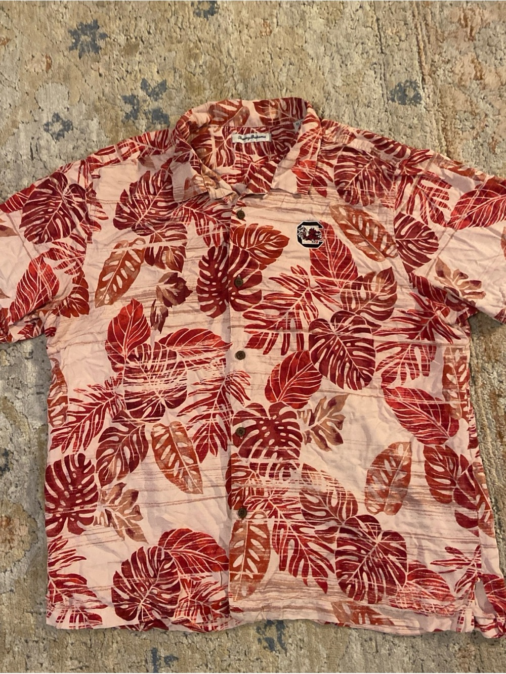 Tommy Bahama SC Gamecocks Men Silk Short Sleeve Button Up Shirt Palm Hawaiian XL